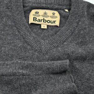 GORGEOUS Barbour 100% Wool Gray Jumper V-Neck Sweater S